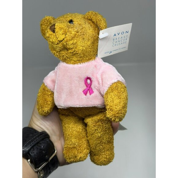 AVON Breast Cancer Crusade Teddy Bear Plush | Awareness Bean Bag Toy 6.5" Pink - Picture 2 of 5